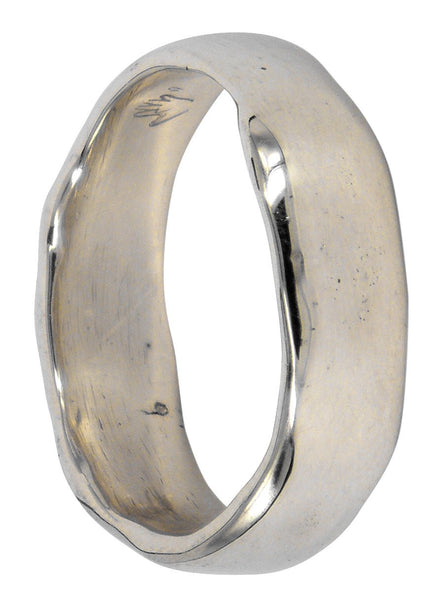 Boston men's wedding ring in 9ct white gold, handcrafted by Ali Alexander. A sleek and modern Melbourne-made design.
