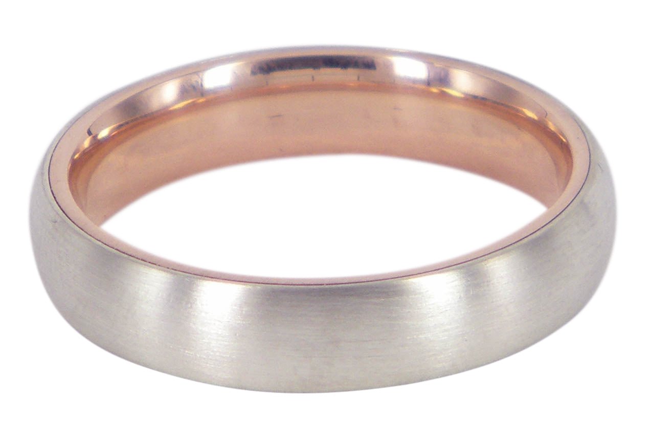 Heart of Gold men's wedding ring with a 9ct white gold exterior and 9ct rose gold interior, crafted by David Parker. A Melbourne-made piece with a unique contrast.
