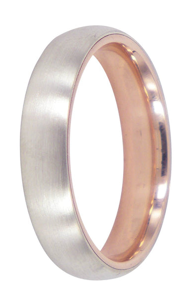 Heart of Gold men's wedding ring with a 9ct white gold exterior and 9ct rose gold interior, crafted by David Parker. A Melbourne-made piece with a unique contrast.
