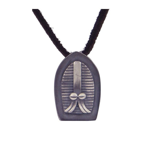 Guardian Mask (shield) pendant by Garty Barnes. A striking pendant with exceptional craftsmanship, highlighting Australian handmade jewellery.
