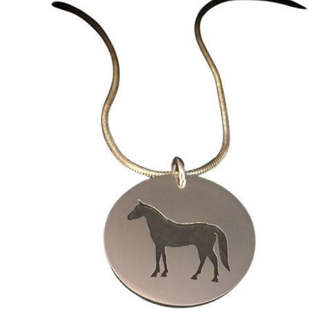 Horse pendant  by Melissa Baldock. A striking pendant with exceptional craftsmanship, highlighting Australian handmade jewellery.
