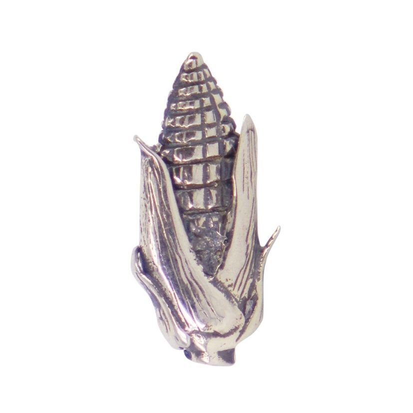 Handcrafted Corn Lapel Pin by Victoria Mason, Australian-made novelty accessory with a detailed, playful design perfect for formal or casual attire.