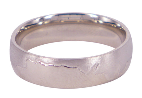 Coast 6mm men's wedding ring in 9ct white gold, crafted by Danielle Sweeney. A Melbourne-made ring with refined elegance.
