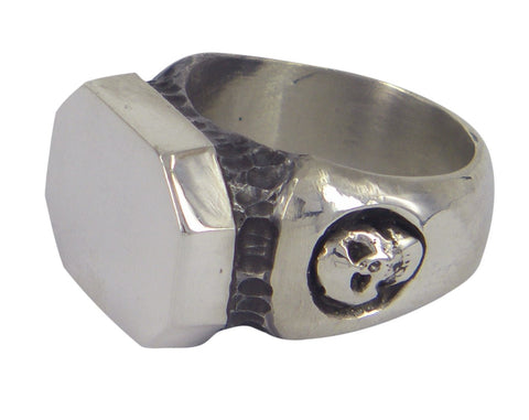 Skull (Octagonal) Signet Ring by Unnon, sterling silver, Melbourne-made, gothic jewellery for men