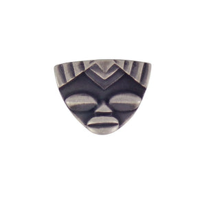 Handcrafted Spirit Mask Lapel Pin by Gary Barnes, Australian-made accessory featuring a cultural and intricate design for formal or casual wear.